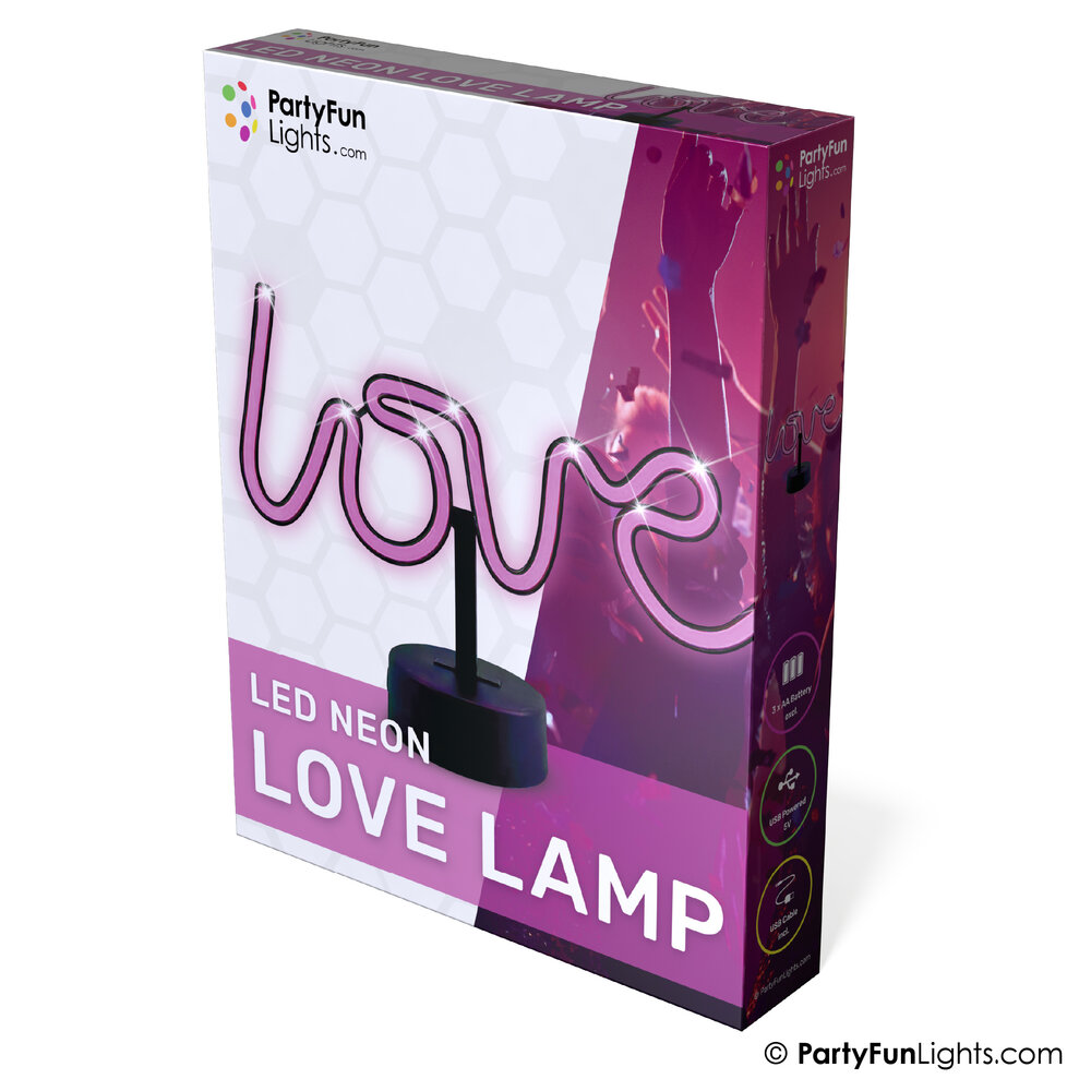 PartyFunLights Pinke LED-Neon-Liebeslampe, batterie- oder USB-betrieben