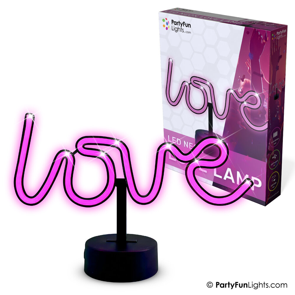 PartyFunLights Lampe néon LED rose « Love » sur piles ou USB