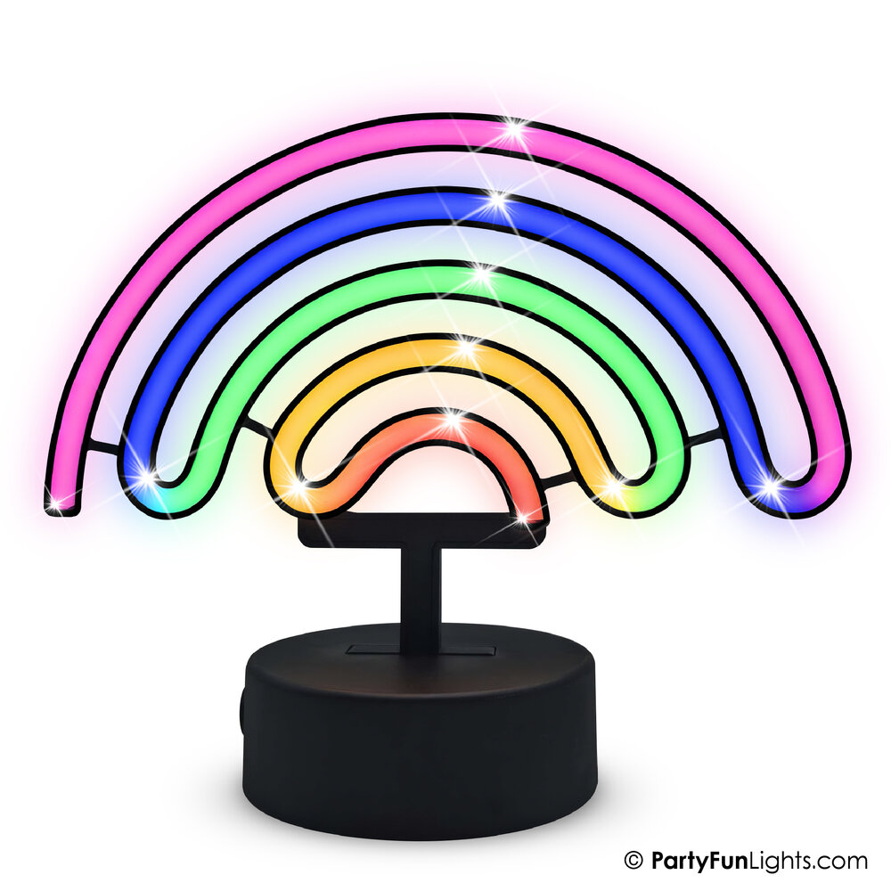 PartyFunLights Meerkleurige LED-neonregenbooglamp op batterijen of USB.