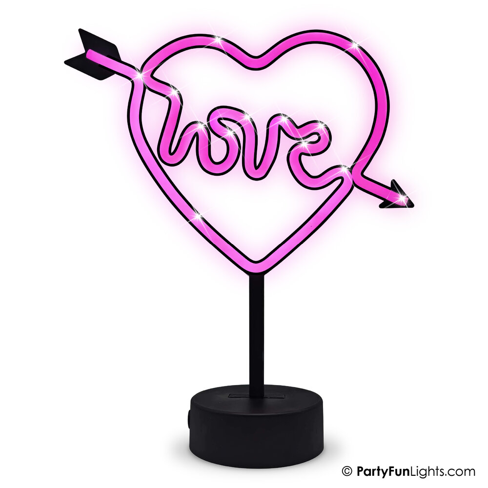 PartyFunLights Pinke LED-Neon-Liebeslampe, batterie- oder USB-betrieben
