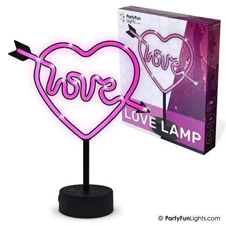 PartyFunLights Pinke LED-Neon-Liebeslampe, batterie- oder USB-betrieben
