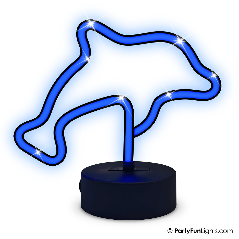 PartyFunLights Lampe dauphin néon LED bleue, alimentée par batterie ou USB PartyFunLights Lampe dauphin néon LED bleue, alimentée par batterie ou USB