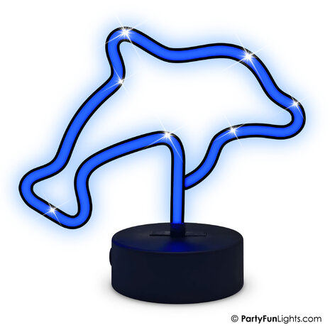 PartyFunLights Lampe dauphin néon LED bleue, alimentée par batterie ou USB PartyFunLights Lampe dauphin néon LED bleue, alimentée par batterie ou USB