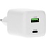 Mobiparts GaN Wall Charger USB-C/USB-A3.0/QC 45W Wit