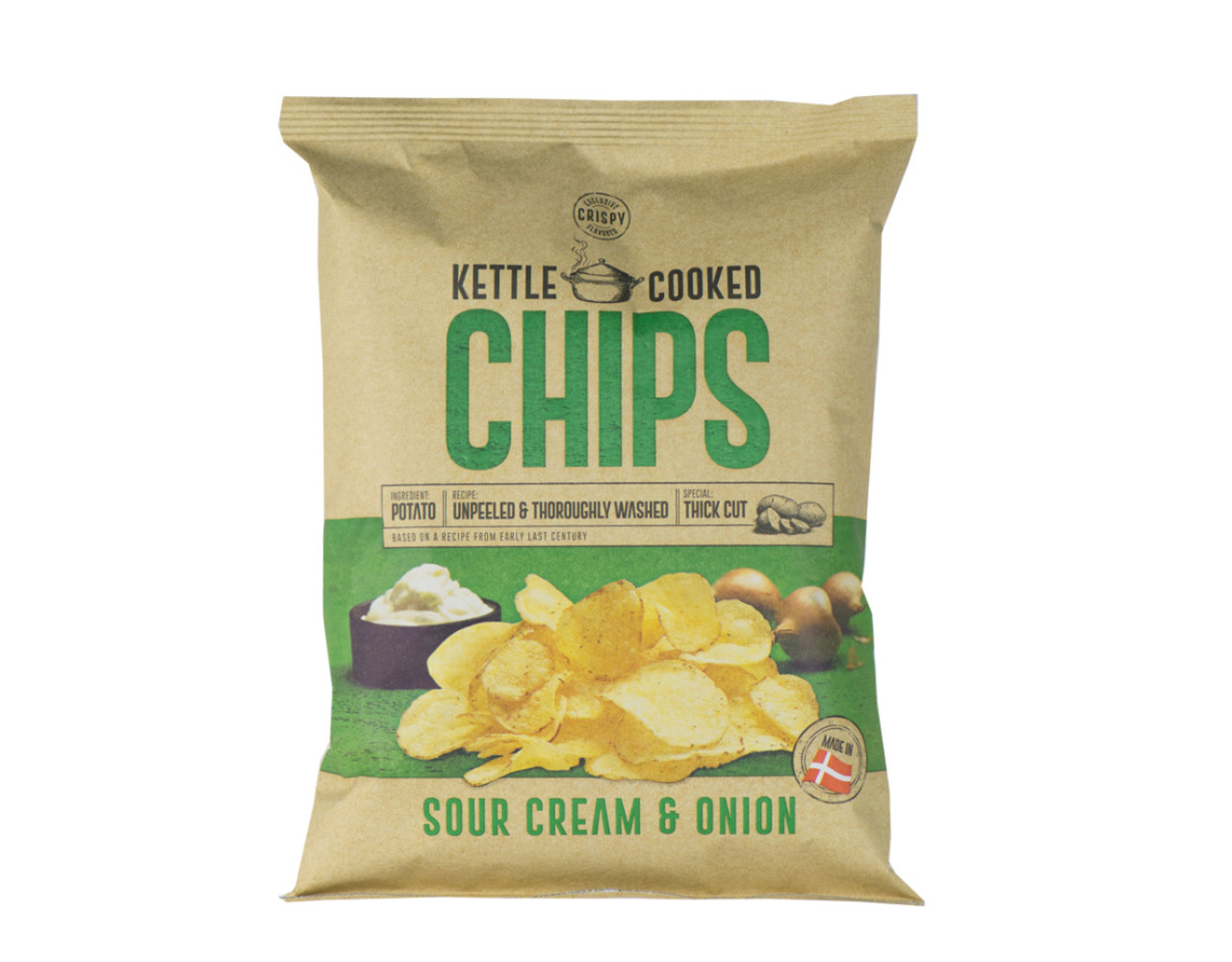 Kettle Cooked Chips Sour Cream & Onion groen 150gr