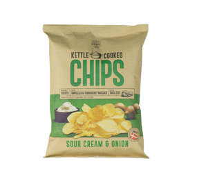 Kettle Cooked Chips Sour Cream & Onion groen 150gr