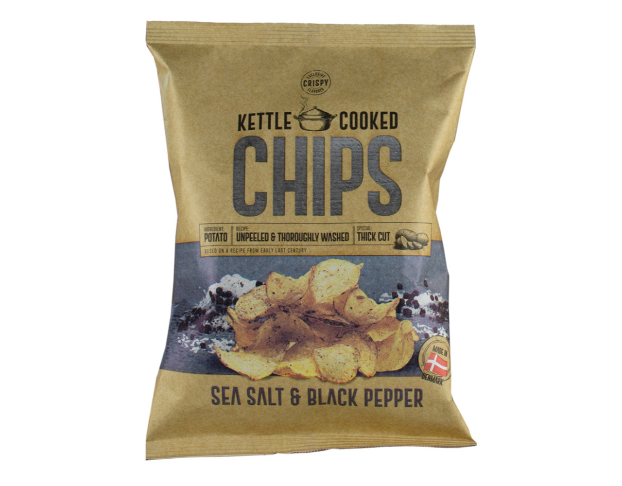 Kettle Cooked Chips Seasalt black Pepper zwart 150gr