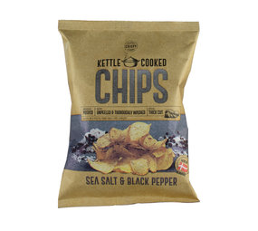 Kettle Cooked Chips Seasalt black Pepper zwart 150gr