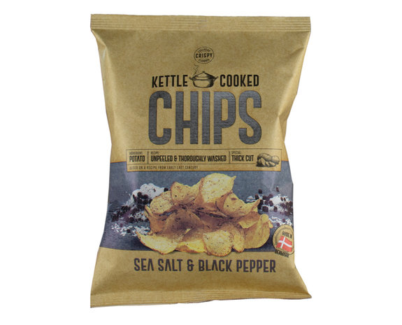 Kettle Cooked Chips Seasalt black Pepper zwart 150gr