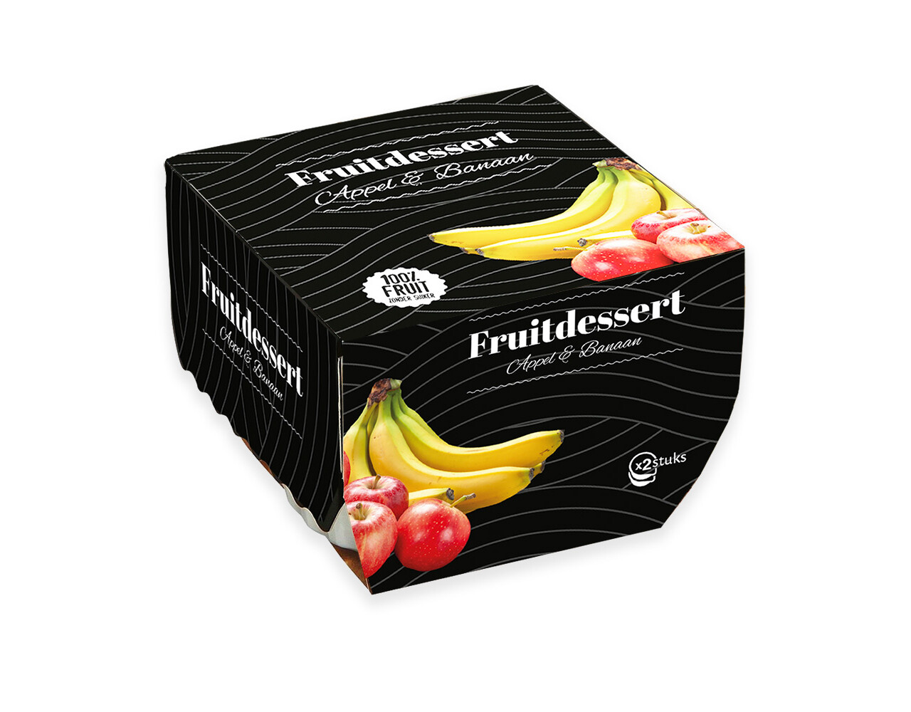Fruitdessert Appel-Banaan zwart 2x100gr