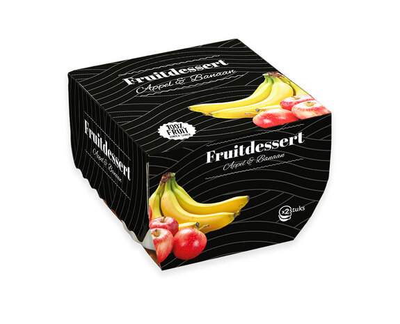 Fruitdessert Appel-Banaan zwart 2x100gr