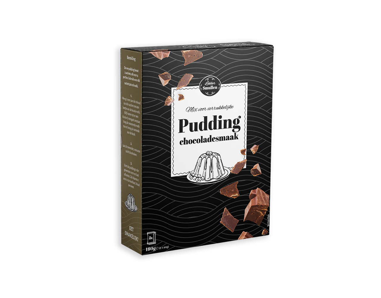 Mix voor Pudding Chocoladesmaak zwart/ goud 180gr