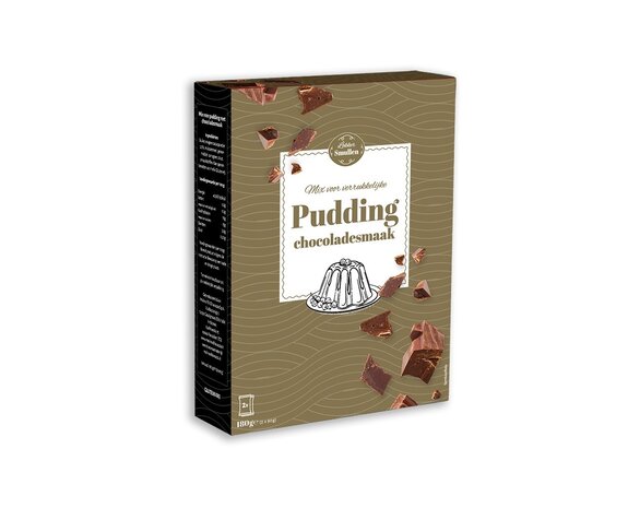 Mix voor Pudding Chocoladesmaak zwart/ goud 180gr