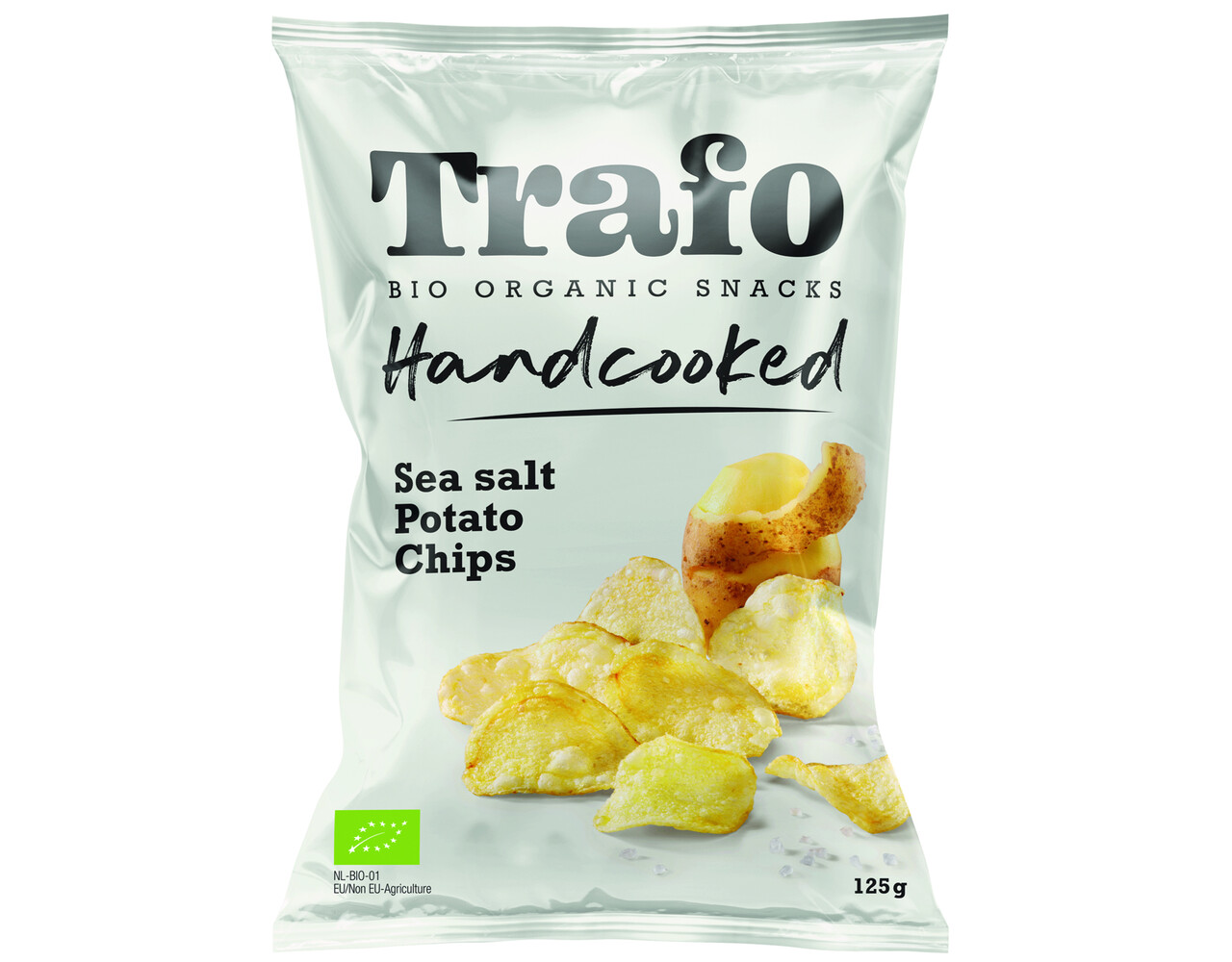 Bio-organic handcooked chips seasalt wit 125gr