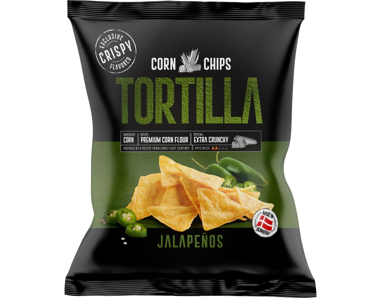 Tortilla Chips Jalapenos zwart 150gr