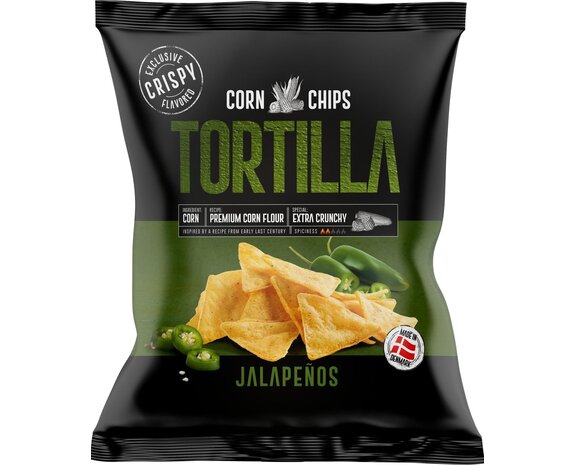 Tortilla Chips Jalapenos zwart 150gr