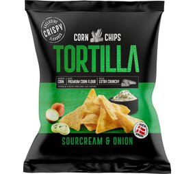 Tortilla Chips Sourcream & Onion zwart 150gr