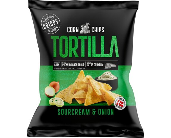 Tortilla Chips Sourcream & Onion zwart 150gr
