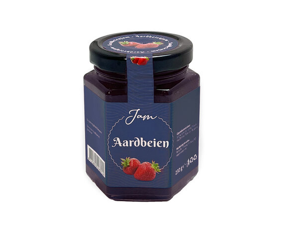 Aardbei jam blauw 230gr