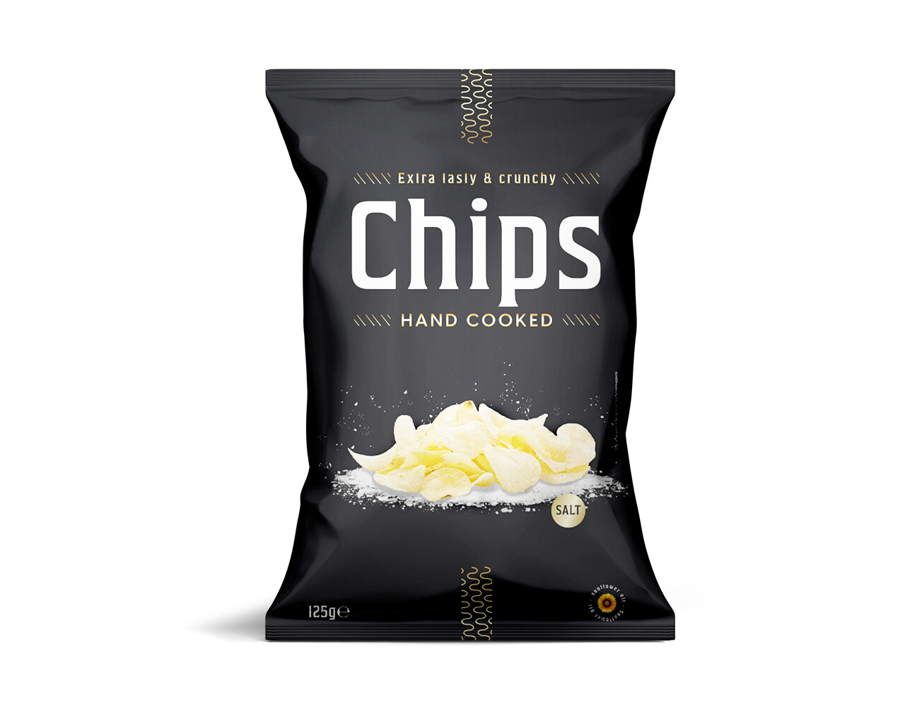 Chips handcooked salt zwart 125gr