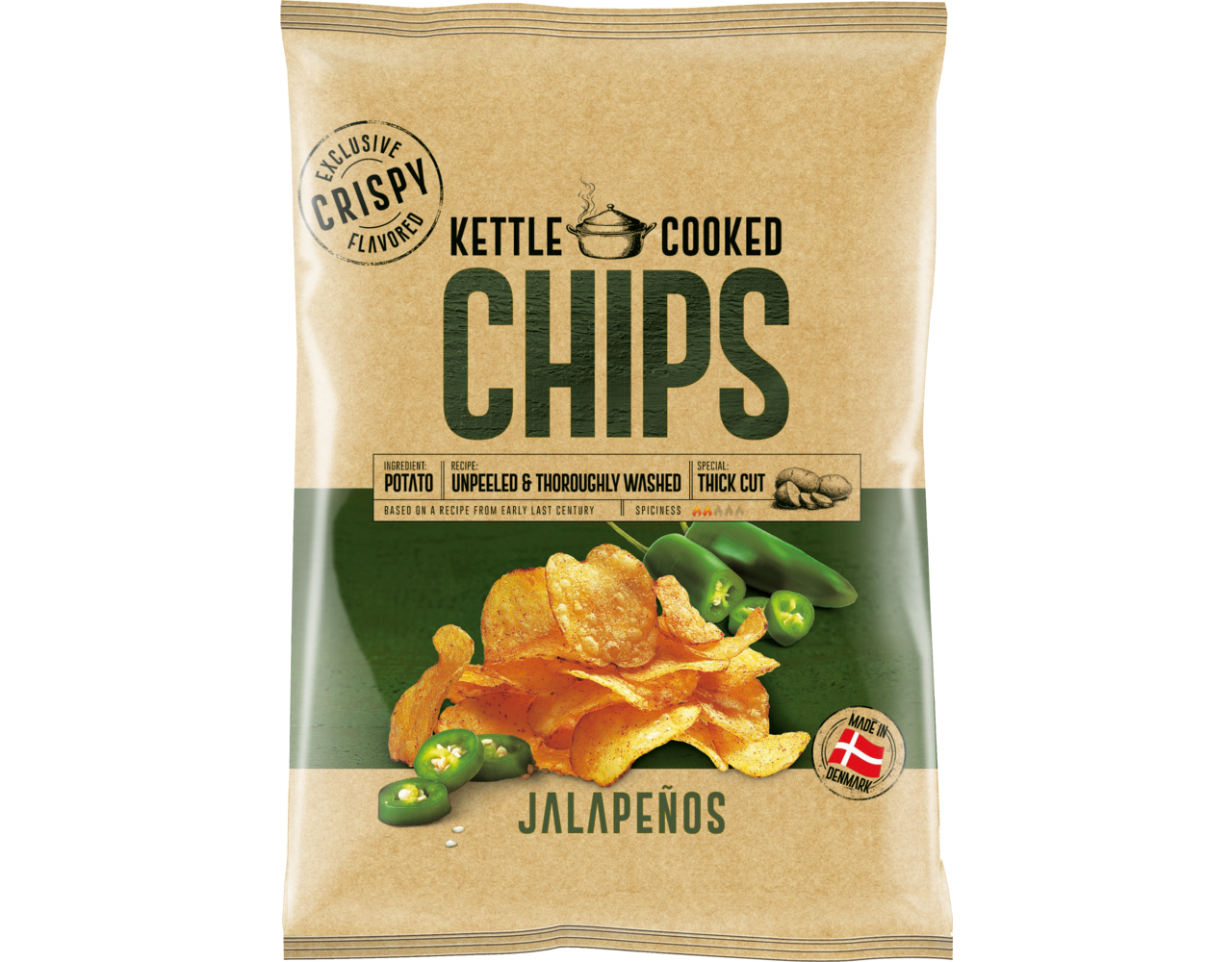 Kettle Cooked Chips Jalapeno groen 150gr