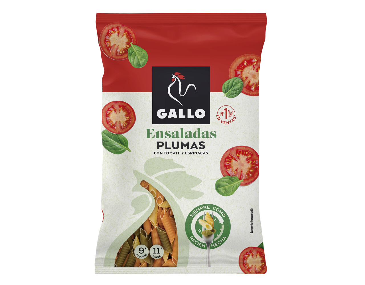 Plumas met tomaten en spinazie rood 250gr