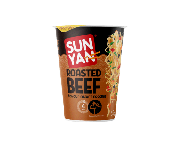 Sun Yan Noodles Beef cup bruin 65gr