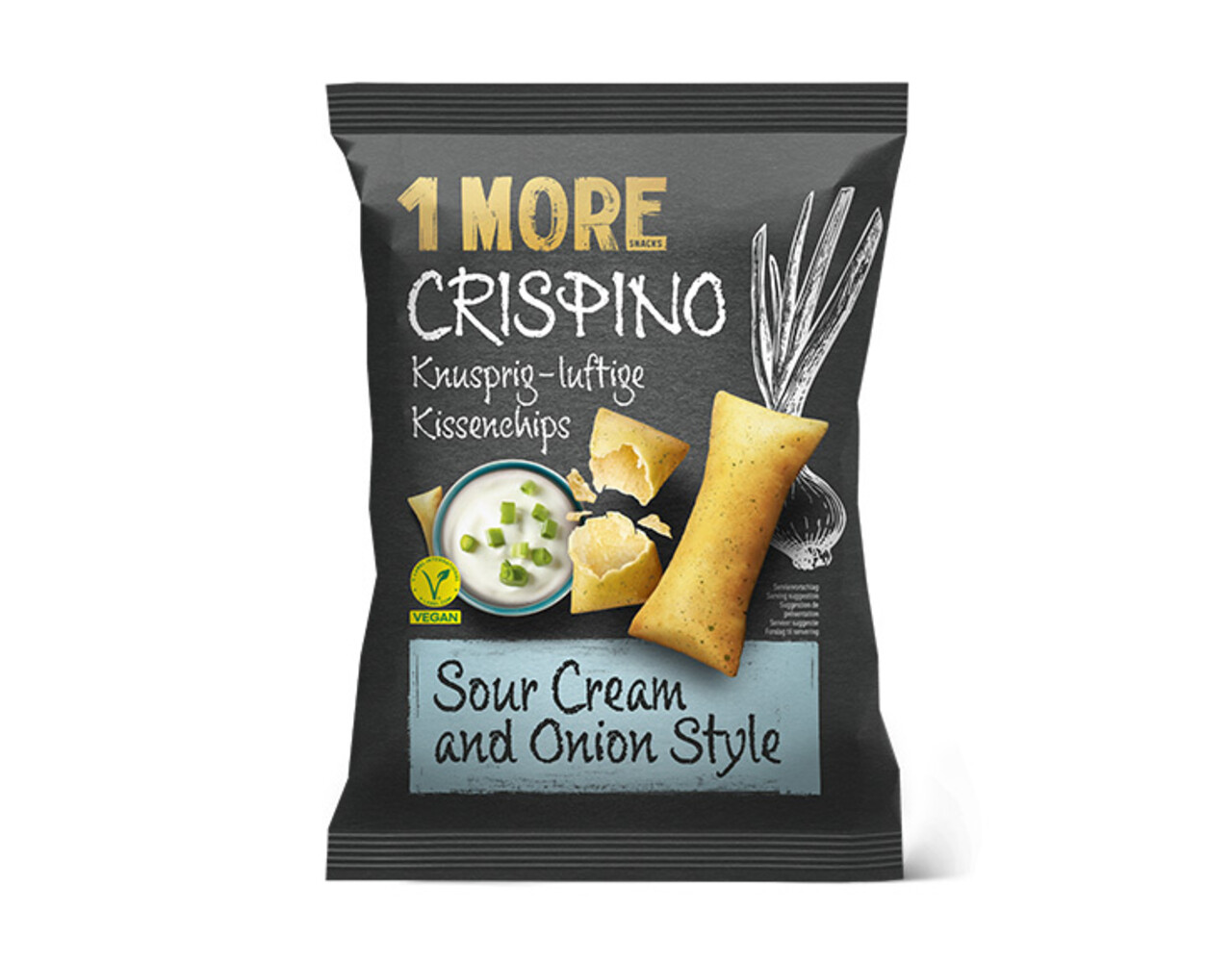Crispino Sour Cream and Onion style zwart 100gr