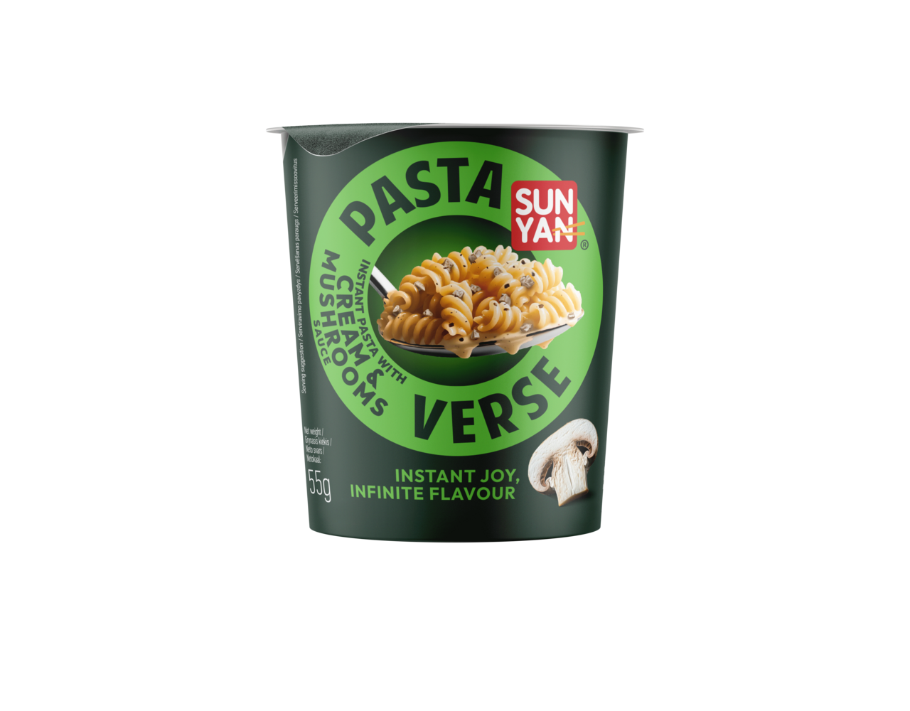 Sun Yan Pasta Cream & Mushrooms cup groen 55gr