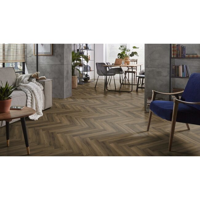 Yup Visgraat Warm Brown Klik PVC