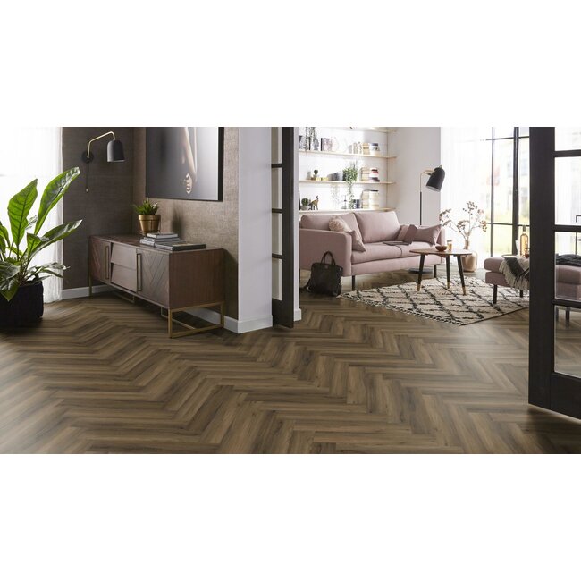 Yup Visgraat Warm Brown Klik PVC