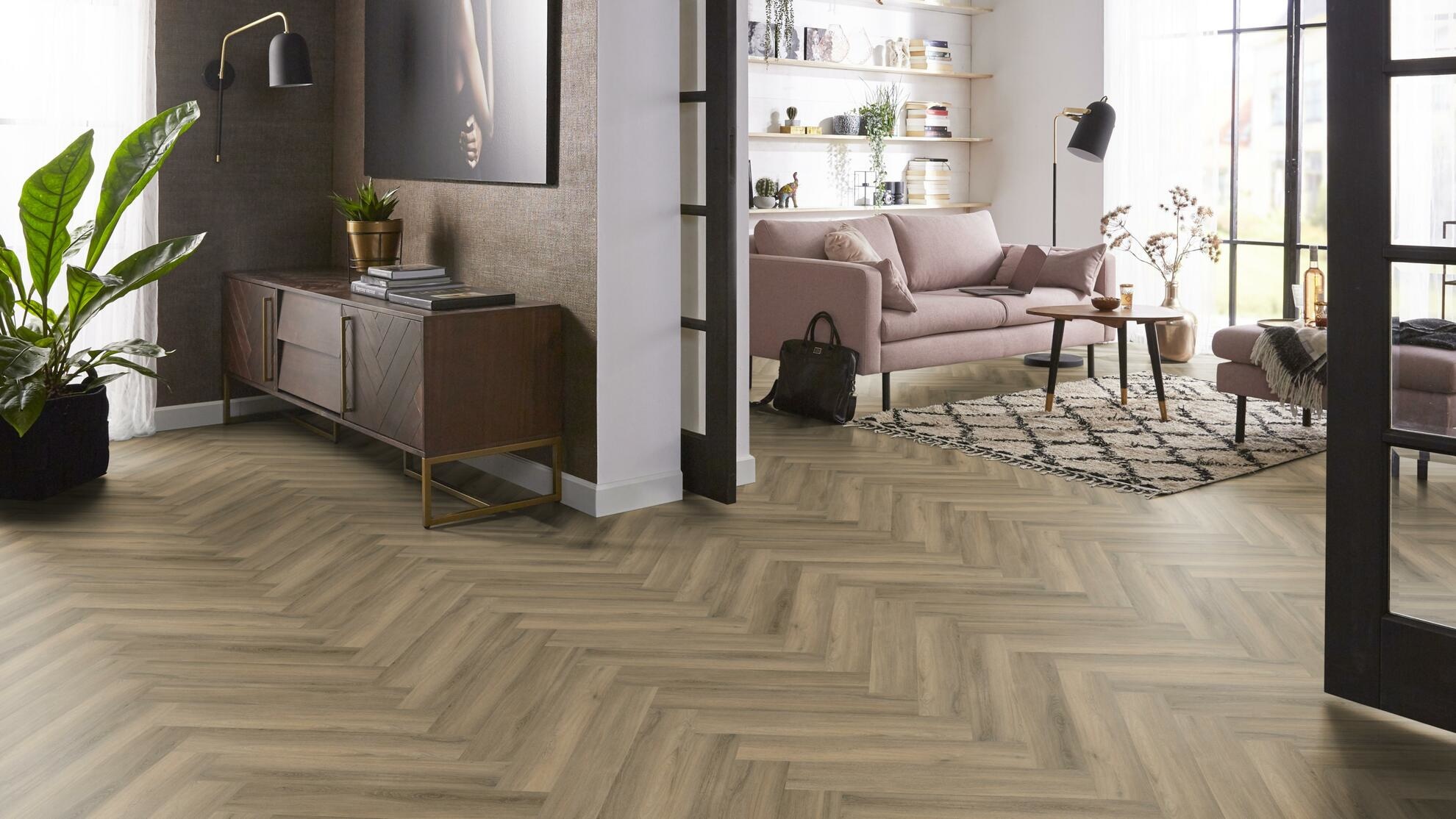 Yup Visgraat Light Brown Klik PVC