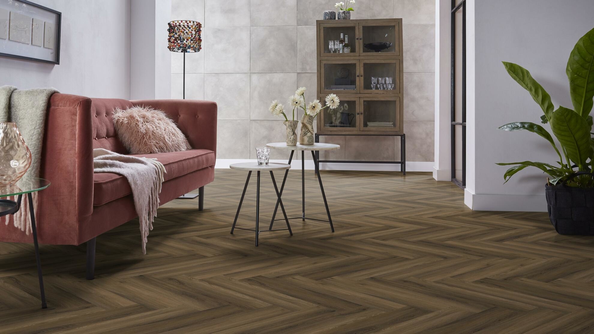 Yup Visgraat Warm Brown Plak PVC