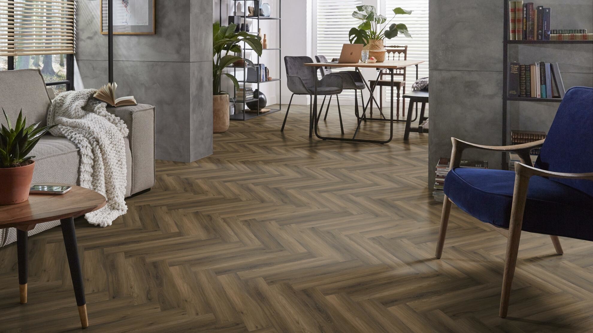 Yup Visgraat Warm Brown Plak PVC