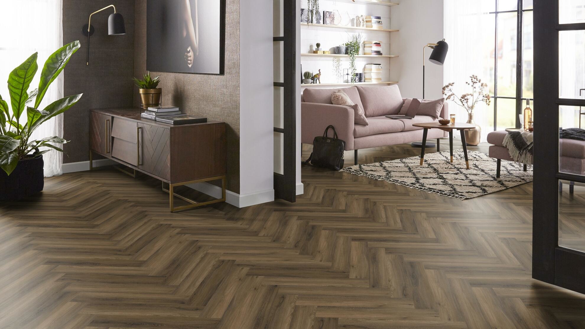 Yup Visgraat Warm Brown Plak PVC