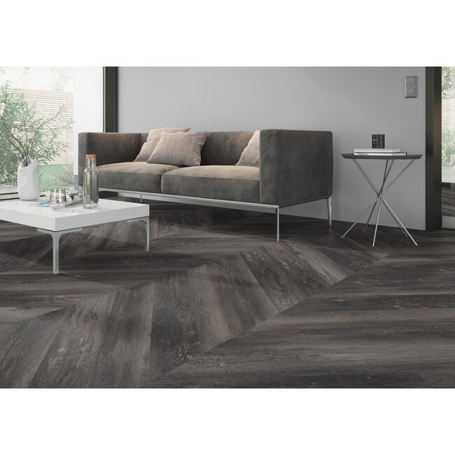 Yarenza. Lux Tenebrae Hongaarse Punt Charred Black Oak Plak PVC