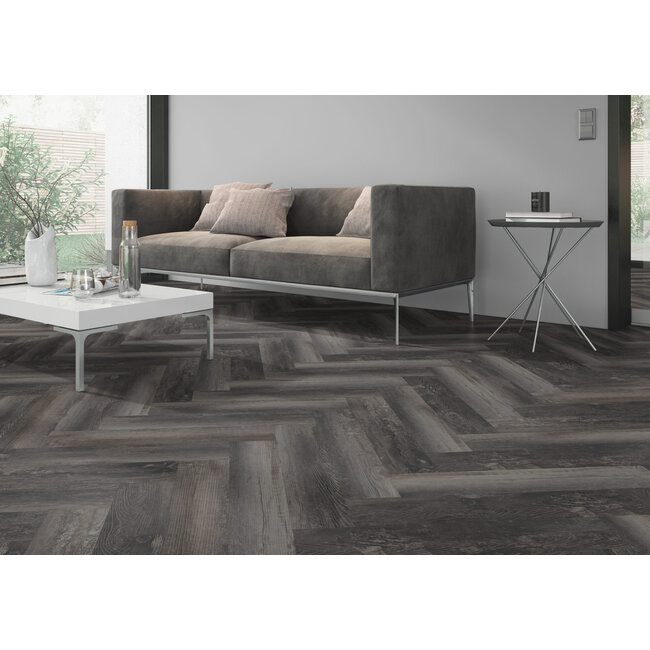 Yarenza. Lux Tenebrae Visgraat Charred Black Oak Plak PVC