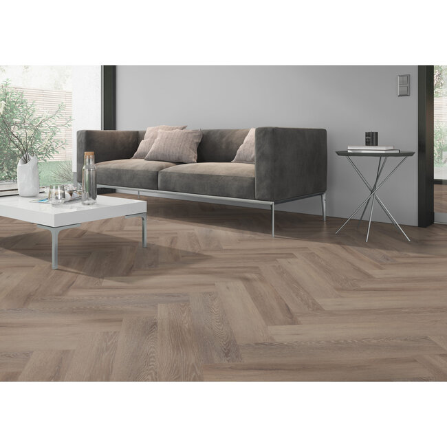 Yarenza. Lux Tenebrae Visgraat Dark Oak Plak PVC