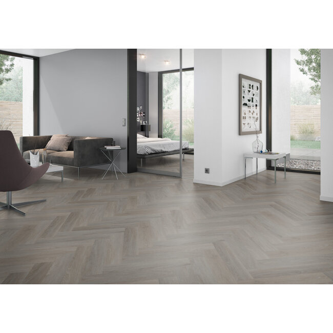 Yarenza. Lux Tenebrae Visgraat Smoky Oak Plak PVC