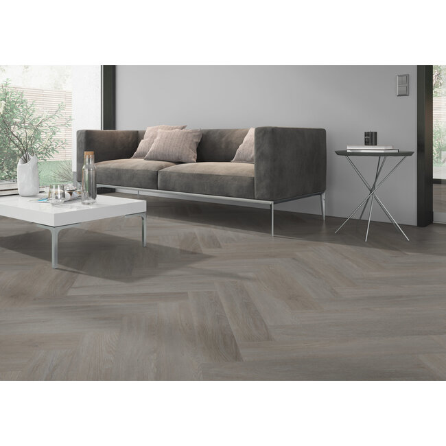 Yarenza. Lux Tenebrae Visgraat Smoky Oak Plak PVC