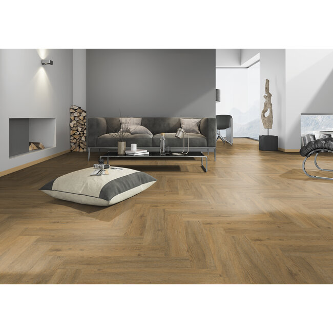 Yarenza. Oakwood Visgraat Dark Oak Klik PVC