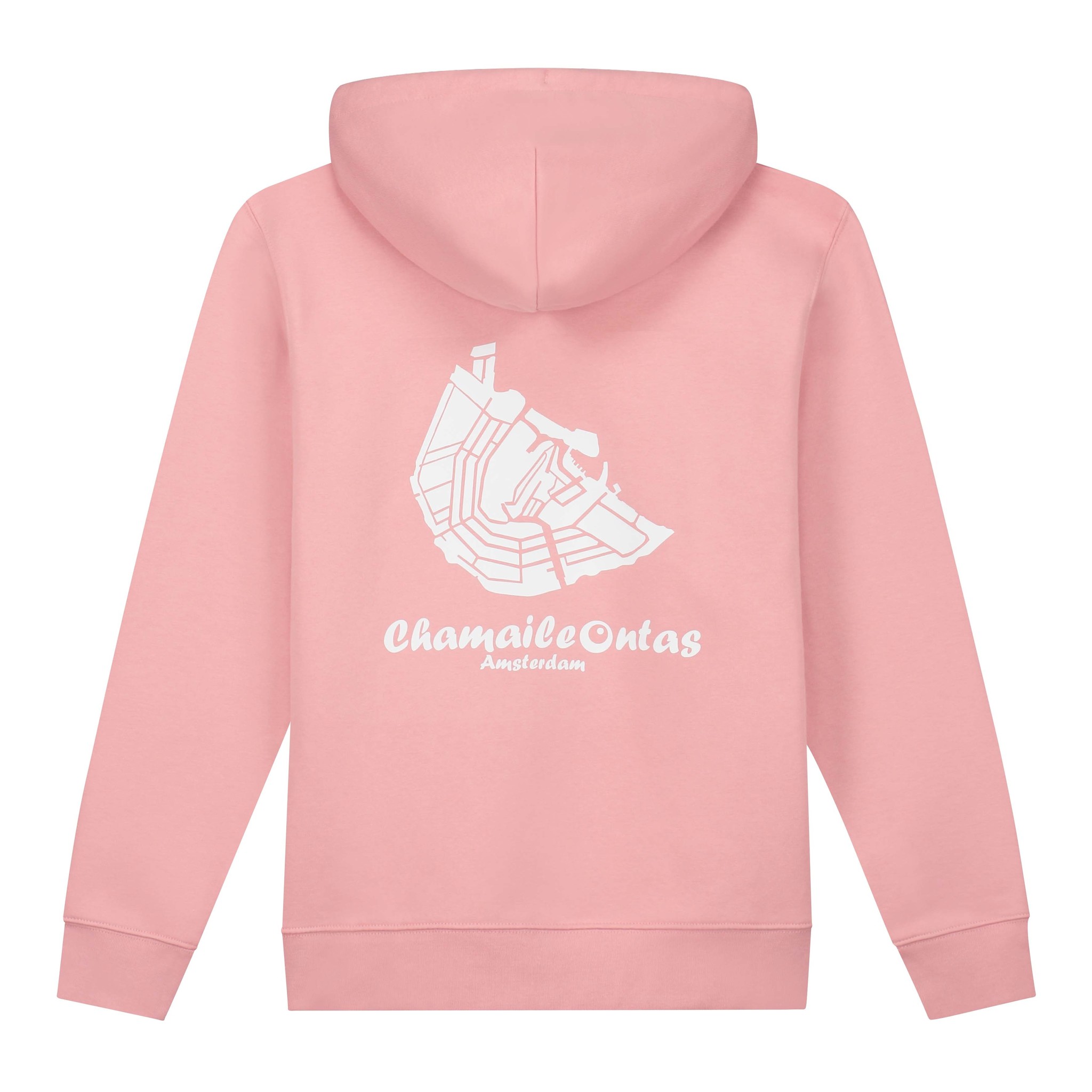 Ame with print White Organic Pink Hoodie
