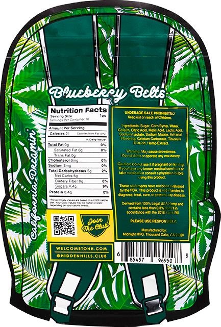 Hidden Hills Blueberry Belts - 3000mg