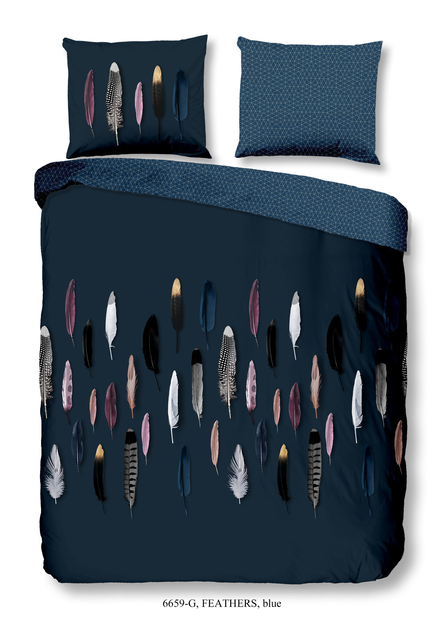 2-persoons dekbedovertrek Feathers 200x220 nr.6659 blauw