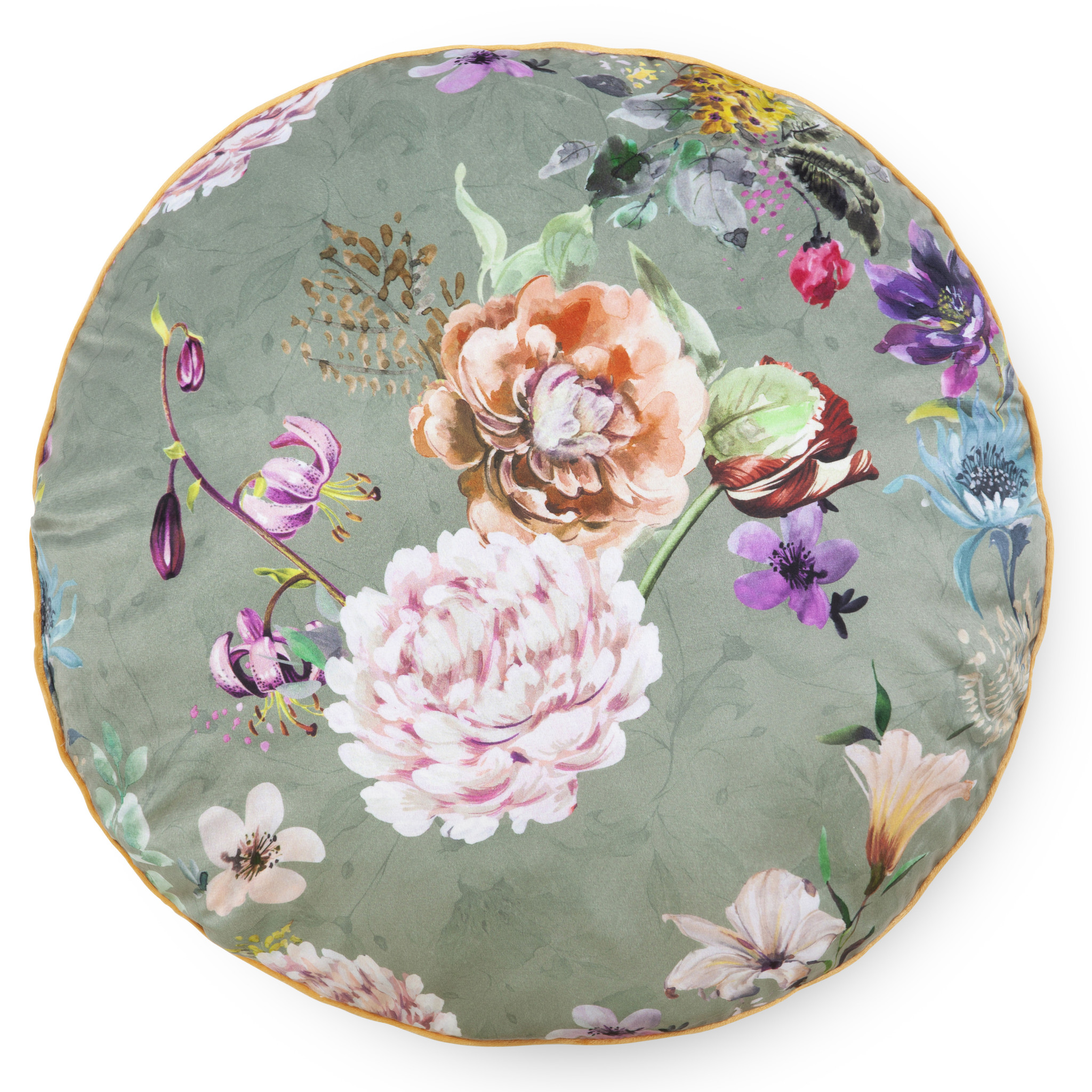 Rond sierkussen 55cm diameter polyester nr.20017 olijf