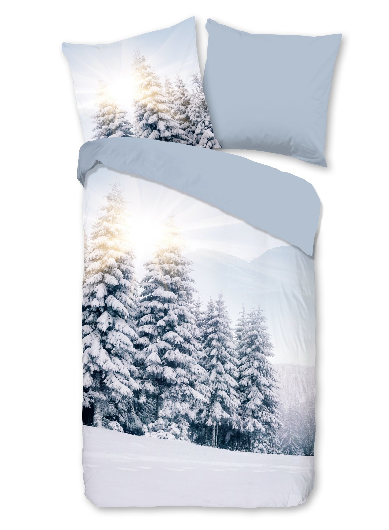 Pure 1-persoons dekbedovertrek 140x220 Winter View, Blauw