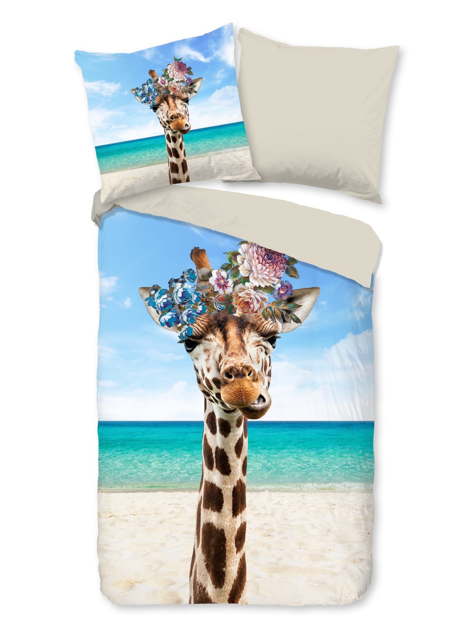 Pure 1-persoons dekbedovertrek 140x220 Cool Giraffe, Multi