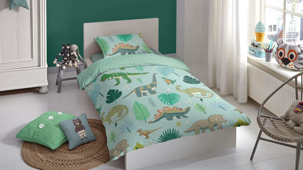 Kinderdekbedovertrek Dinono 120x150 kids no.6698 groen