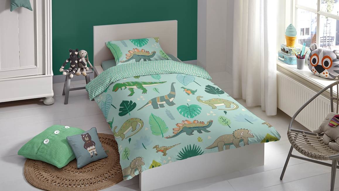 Kinderdekbedovertrek Dinono 140x220 kids nr.6698 groen