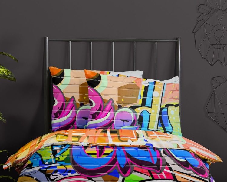 Kinderdekbedovertrek Graffiti 140x220 kids nr.5481 multi